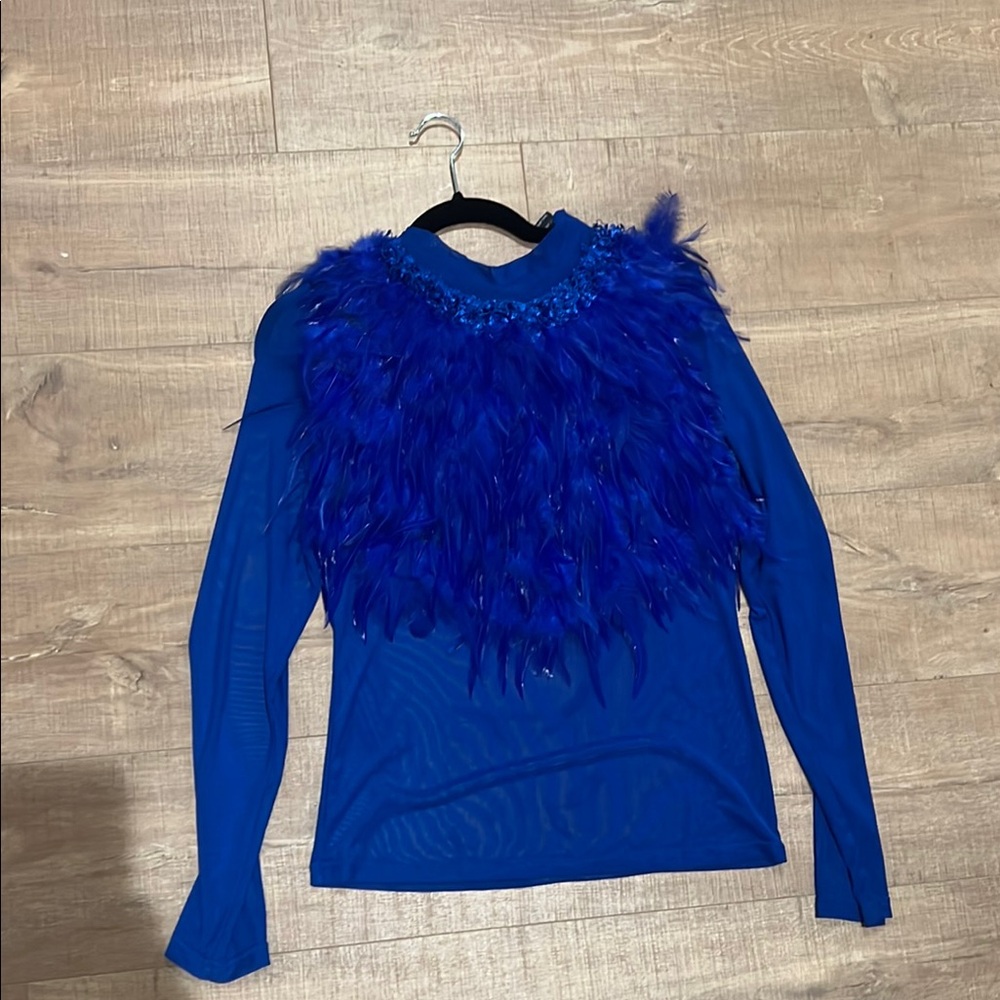 Blue feather blouse
